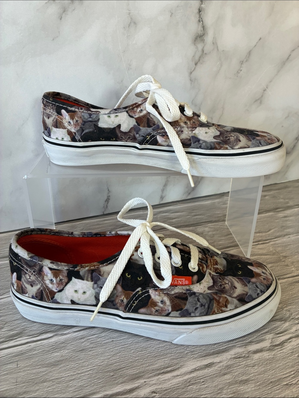 Vans Kids Low-Top Cat Print Sneakers Unisex Size 2